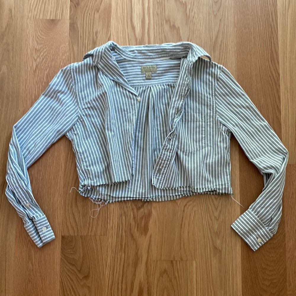 Cropped green striped Sonoma flannel